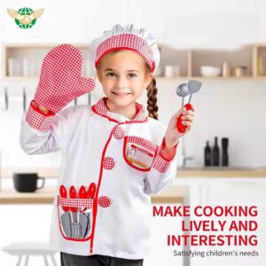 Chef Costume Kids,  Children Cooking Dress Up, White, Ages 3-8 Years - Image 3