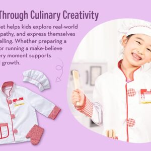 Chef Costume Kids,  Children Cooking Dress Up, White, Ages 3-8 Years - Image 5