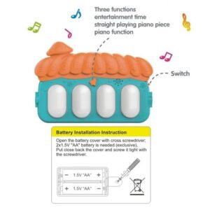 Kick and Play Musical Keyboard Piano Baby Gym and Fitness Rack with Hanging Rattles, Lights & Mat - Image 7