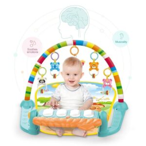 Kick and Play Musical Keyboard Piano Baby Gym and Fitness Rack with Hanging Rattles, Lights & Mat - Image 9