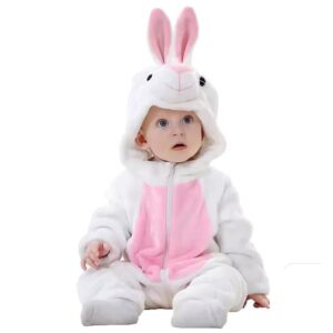 Kids Cute Rabbit Hooded Fleece Onesie Pajama – Soft Animal Costume Romper - Image 5