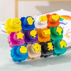 DELI FINGER PAINT 12 COLOURS 18ML WITH PUZZLE STAMP DESIGN - Image 5