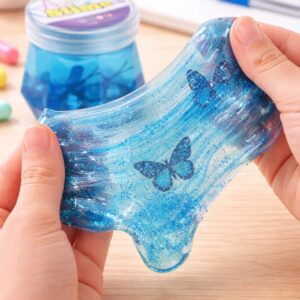 Crystal Treasure Butterfly Slime – Transparent Hexagonal Gem Jar (Blue) - Image 3