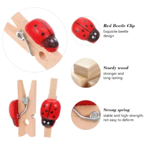 Mini Wooden Ladybug Decorative Craft Clips 16pcs - Image 6