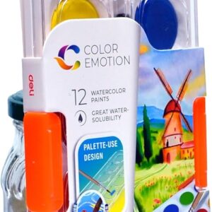 Deli Painting Water Colors With Brush 12-Colors, 28 Mm Diameter-Free Brush - Image 3