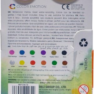 Deli Painting Water Colors With Brush 12-Colors, 28 Mm Diameter-Free Brush - Image 6