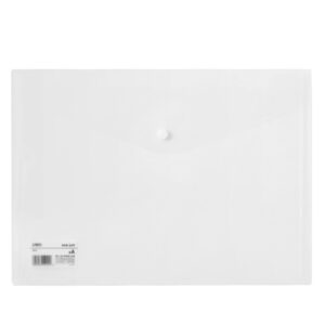 Deli F705 A4 File Bag | Clear Plastic Document Wallet with Snap Button - Image 3