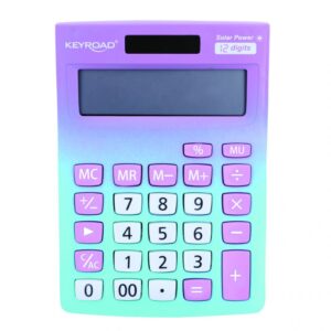 Keyroad Pastel Dual-Power 12-Digit Desktop Calculator – Pink & Blue Gradient - Image 3