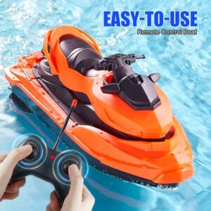 Remote Control Jet Ski for Pool and Lake, Motorized Rc Boat Floating Toys for Kids (Orange) - Image 6