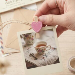 Decorative Wooden Mini Pegs – 12pc Number & Heart Photo Clip Set - Image 3
