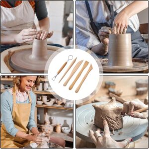 5-Piece Wooden Pottery & Clay Sculpting Tool Set - Image 4