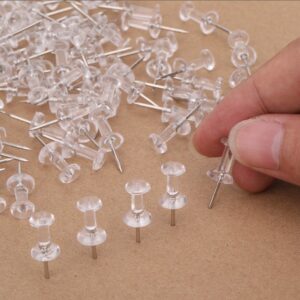 100-Piece Premium Clear Push Pins – Standard Steel Point Thumb Tacks with Reusable Storage Jar - Image 4