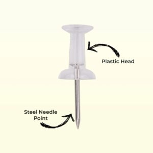 100-Piece Premium Clear Push Pins – Standard Steel Point Thumb Tacks with Reusable Storage Jar - Image 3