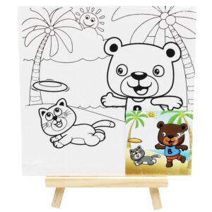 DIY Mini Canvas Painting Kit - "Bear & Friends Beach Day" - Image 3
