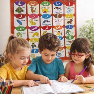Interactive Arabic Alphabet Wall Chart for Kids – Colorful Visual Learning Aid with Animals and Objects - Image 4