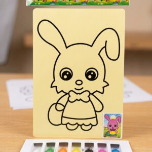 DIY Sand Art Rabbit Kit for Kids – Creative Sensory Painting Set with 8 Vibrant Colors, - Image 1