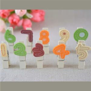 10-Piece Decorative Numbered Wooden Craft Clips with Jute Twine - Image 4