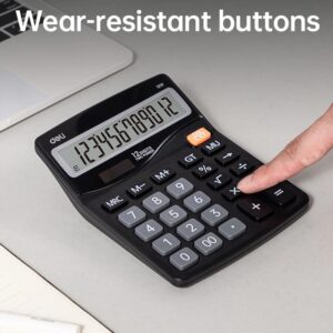 Deli 12-Digit Desktop Calculator – Dual Solar & Battery Power, Large LCD Display -Black - Image 3