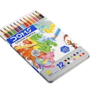 DOMS Super Soft Colour Pencils – 12 Vibrant Shades in Premium Flat Tin Box - Image 3