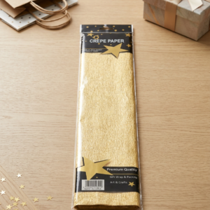 Premium Metallic Gold Crepe Paper Roll –50×200cm DIY - Image 3