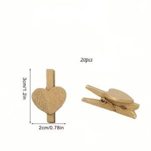 Gold Heart Mini Wooden Pegs 20pcs - Image 3