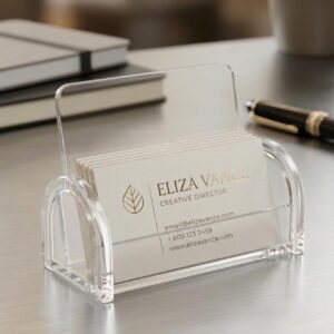 Foska Desktop Name Card Holder – 90-Card Capacity - Image 2