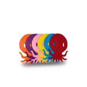 Premium Colorful Felt Octopus Coasters – 6-Piece Heat-Resistant Drink Mat Set –DIY Craft Appliques for Kids' - Image 1