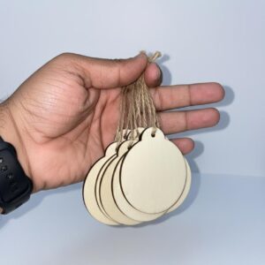3-Inch Unfinished Round Wood Ornaments with Twine Set of 12pcs - Image 4