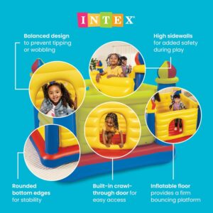 Jump-O-Lene Castle Bouncer for 2 Kids INTEX 48259 Large Blow-Up Indoor Outdoor Children's Bouncer Jumper Playhouse - Image 3