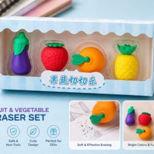 Mini 3D Fruit & Vegetable Eraser Set - Image 1