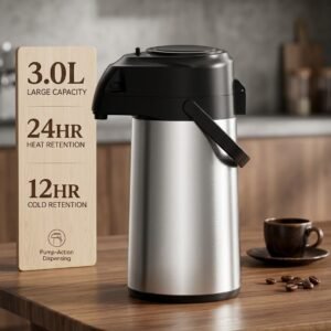 3.0L Stainless Steel Pump-Action Vacuum Flask - Image 2