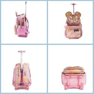 Rolling Backpack for Girls Kids Backpack with Wheels Travel Backpacks for Girls Roller School Bag with Wheels - Image 3