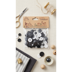Monochrome Black & White Craft Buttons Pack (50 Pcs) - Multi-Size Buttons for Sewing, Tailoring & DIY Crafts - Image 1