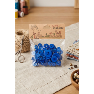 Premium Blue Plastic Buttons Pack (50 Pieces) – Multi-Size Craft & Sewing Essentials - Image 1